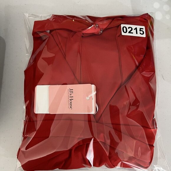 JJ"s House Red Size 4 Trumpet Mermaid V Neck Sweep Train Jersey Dress Siren - Picture 15 of 15